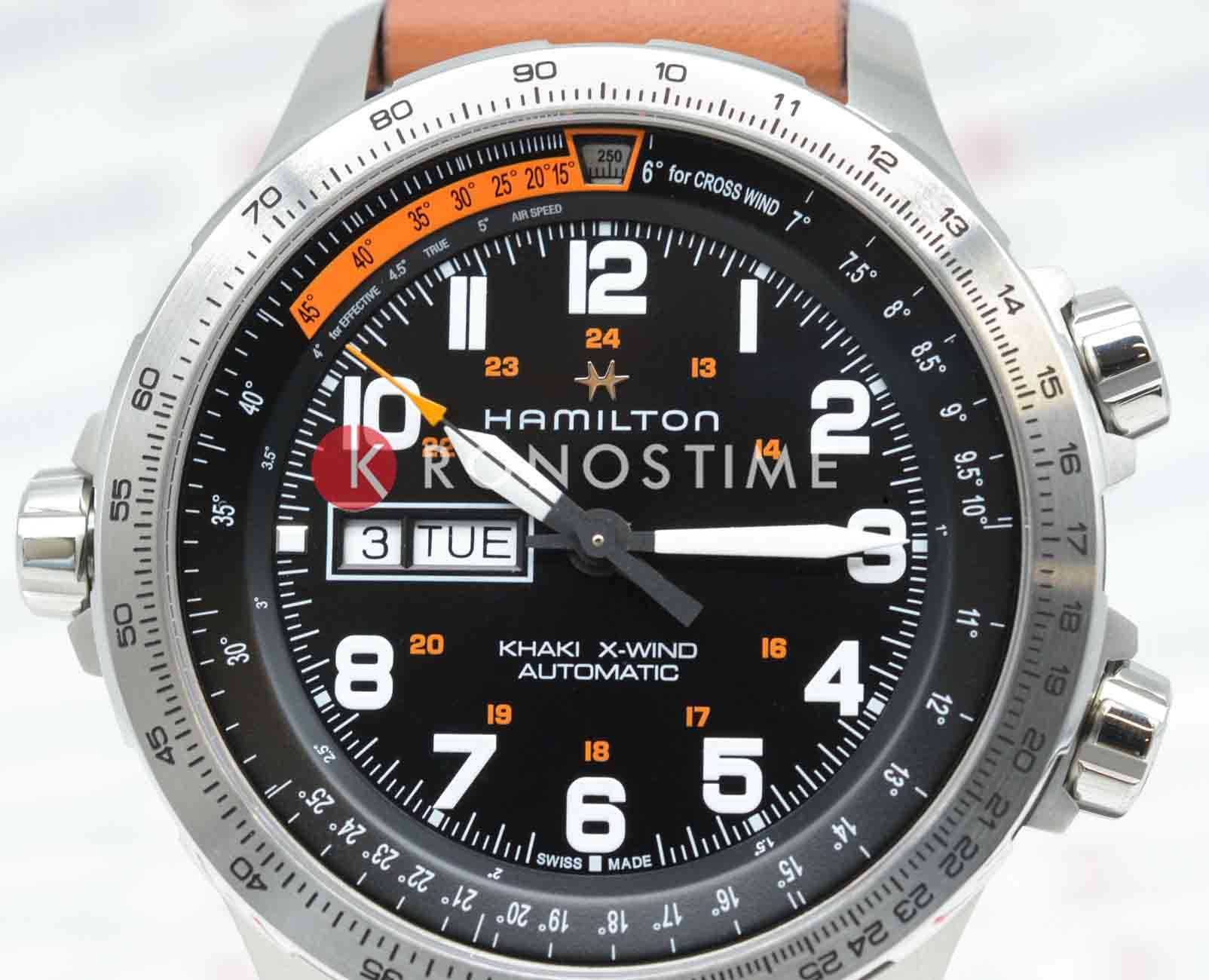 Hamilton Hamilton Khaki Aviation X-Wind Day Date Auto Chrono H77755533, khaki aviation швейцария мужские часы на браслете кожаный боковой вид