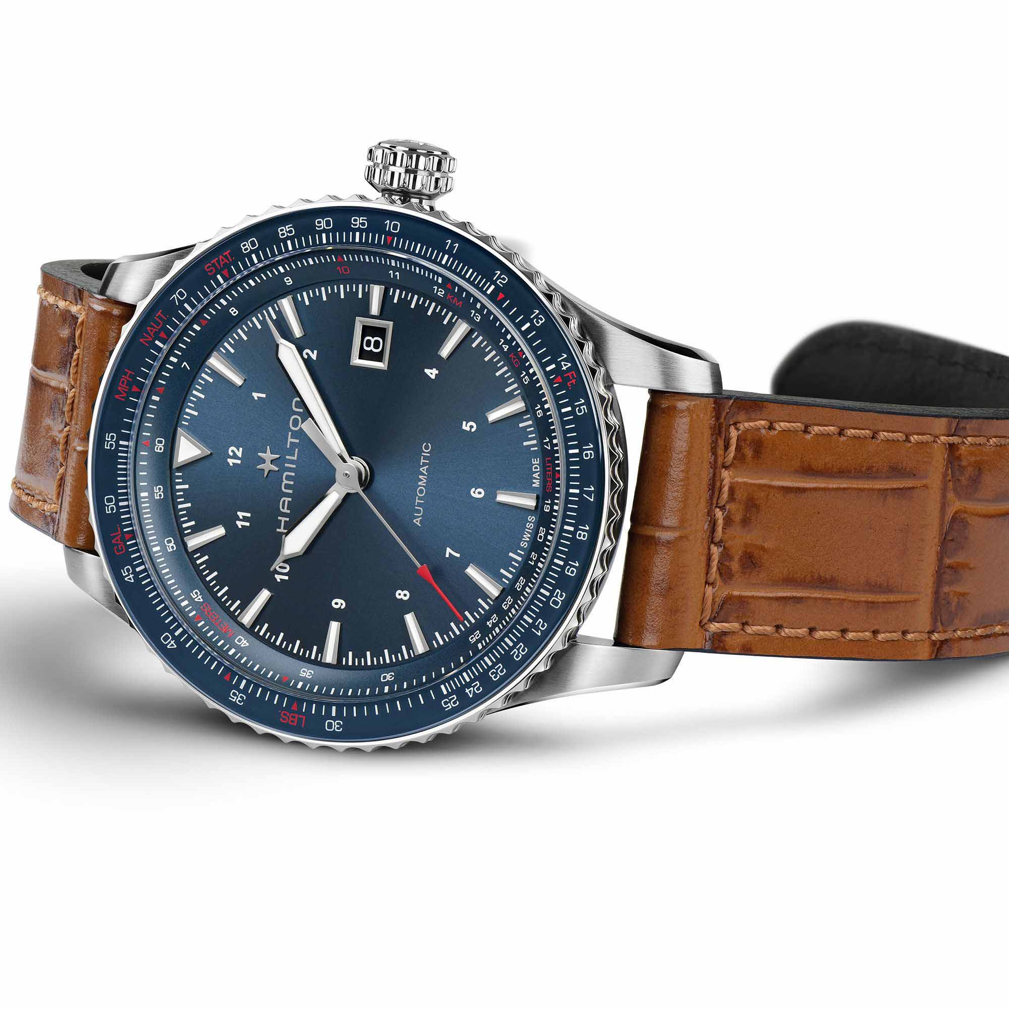 Hamilton Hamilton Khaki Aviation Converter Auto H76645540, khaki aviation швейцария мужские часы на браслете кожаный боковой вид