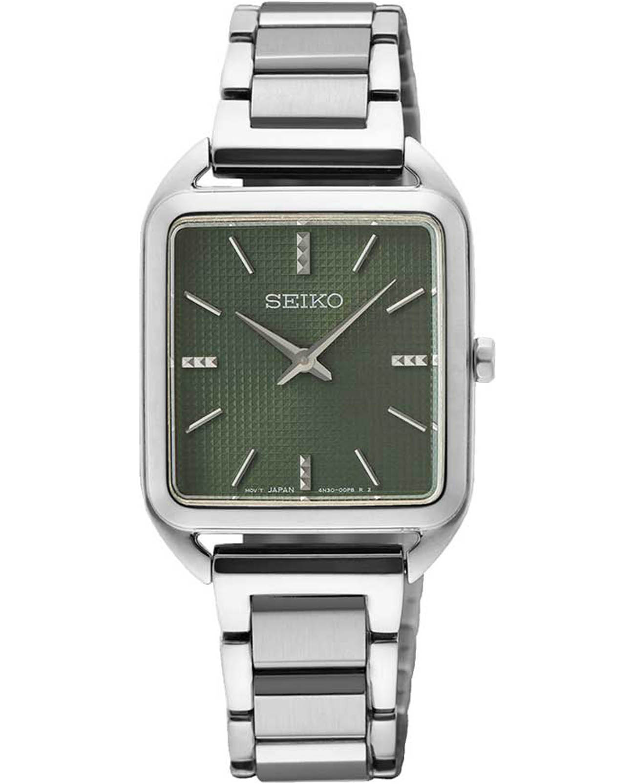 Seiko Seiko Discover More SWR075P1  SWR075P1 кварцевые женские часы зеленый циферблат, браслет нержавеющая сталь — вид спереди