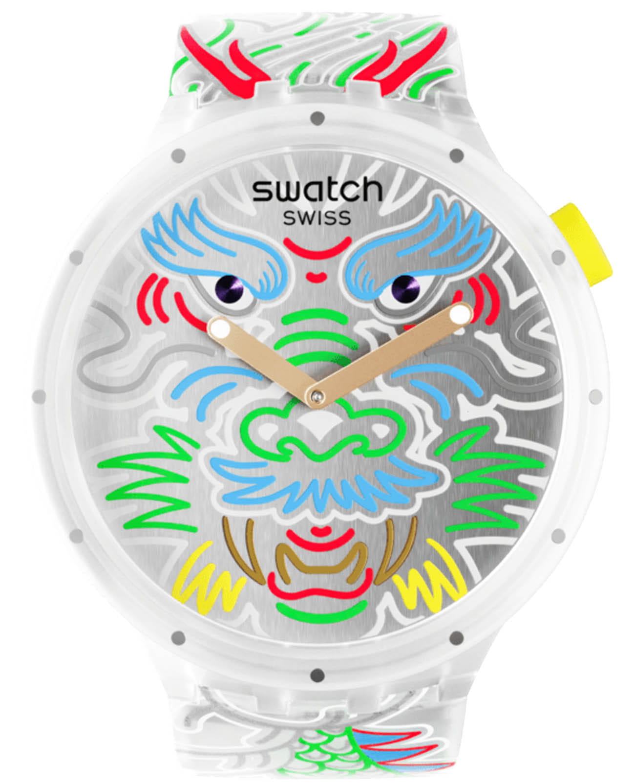 Swatch Swatch Big Bold Biosourced Standard SB05Z102  SB05Z102 кварцевые мужские часы серебристый циферблат, браслет биоматериал — вид спереди