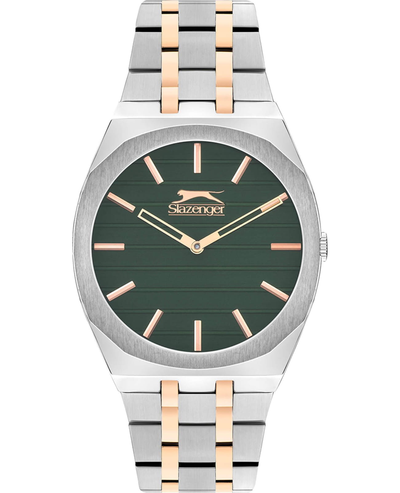 Slazenger Slazenger SL.09.2310.1.05  SL.09.2310.1.05 кварцевые мужские часы зеленый циферблат, браслет суперметалл с ip покрытием — вид спереди