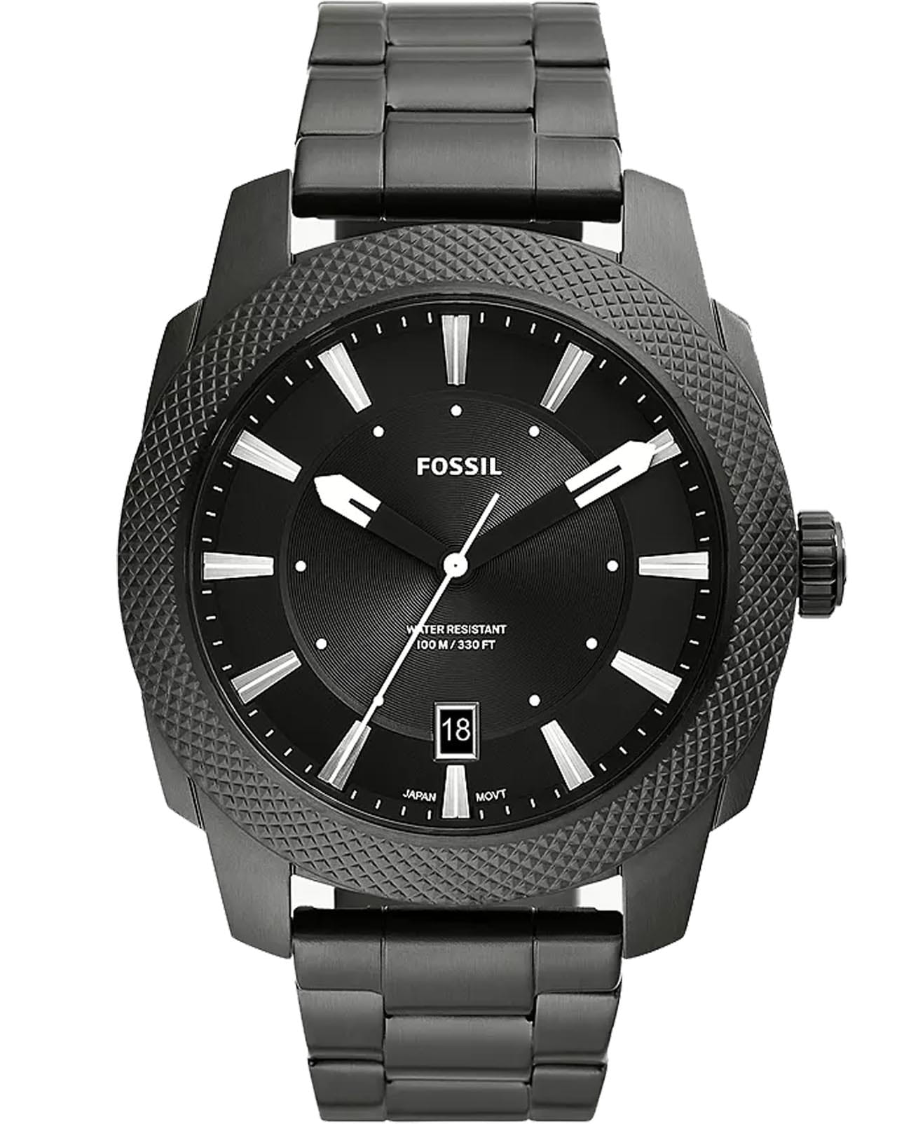 Fossil Fossil Machine FS5970  FS5970 кварцевые мужские часы черный циферблат, браслет нержавеющая сталь с ip-покрытием — вид спереди