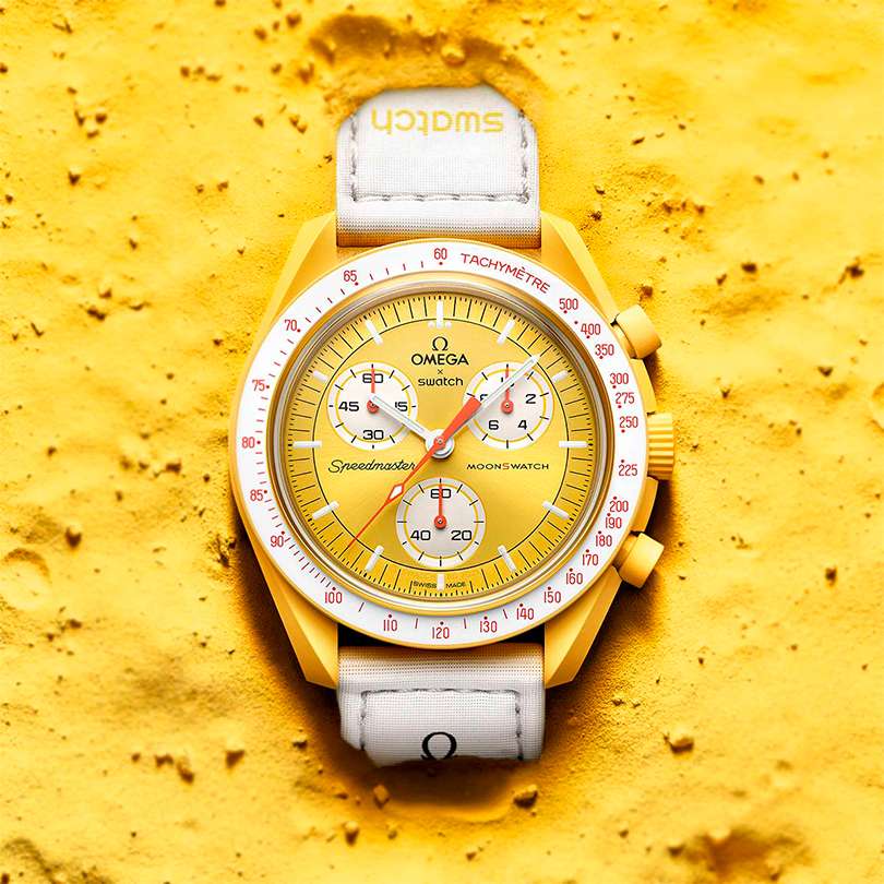 Swatch Swatch x Omega Bioceramic Moonswatch Mission To the Sun SO33J100 женские часы желтый циферблат на запястье