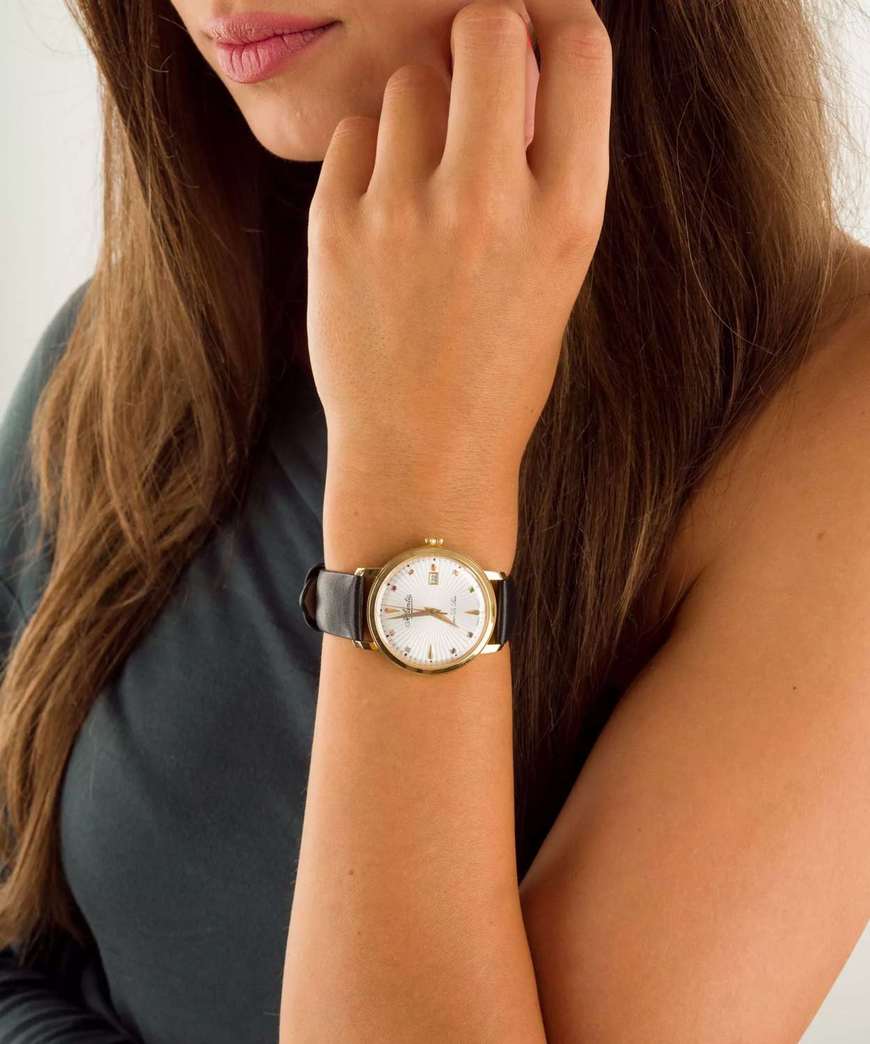 Atlantic Atlantic Super De Luxe Precious Stones Rainbow Edition 29355.45.29LBK кварцевые женские часы часы крупный план белый циферблата