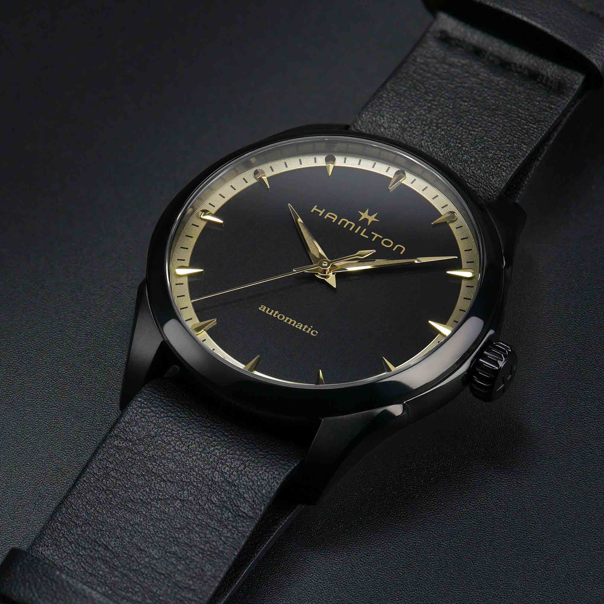 Hamilton Hamilton Jazzmaster Auto H32255730 механические мужские часы часы крупный план золотой циферблата