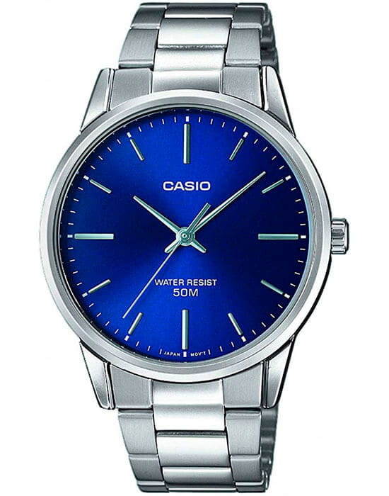 Casio Casio MTP-1303PD-2FVEF  MTP-1303PD-2FVEF кварцевые мужские часы синий циферблат, браслет нержавеющая сталь — вид спереди