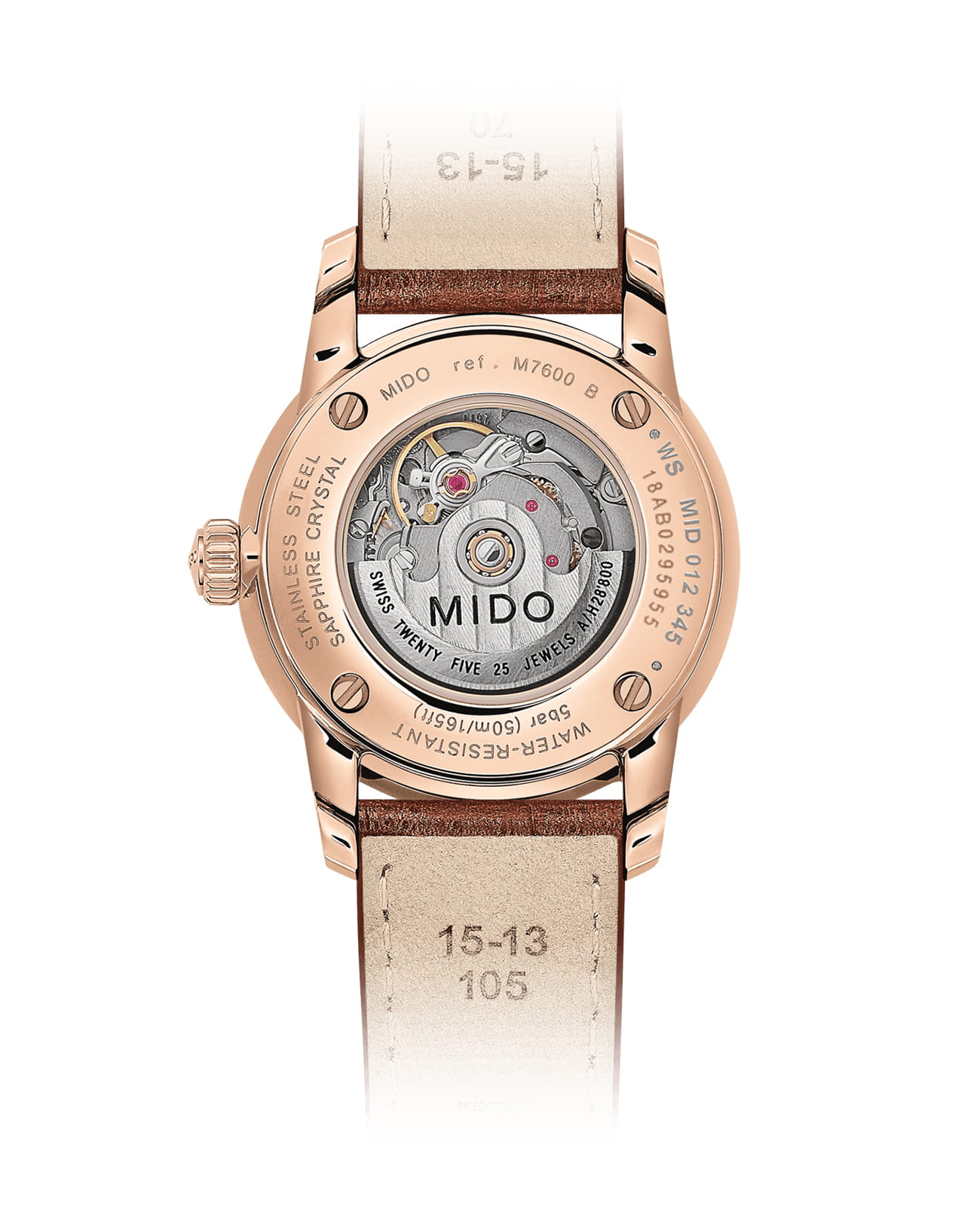 Mido Mido Baroncelli M7600.3.65.8  - задняя крышка сталь металл корпуса, швейцария часы