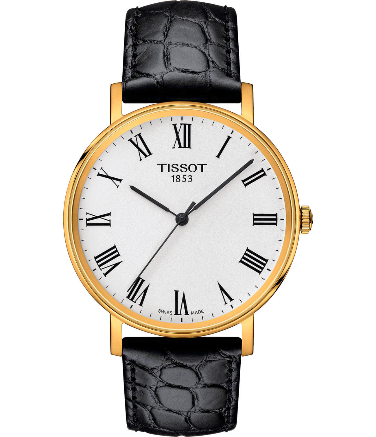 Tissot Tissot Everytime Medium T109.410.36.033.00 Everytime T1094103603300 кварцевые мужские часы белый циферблат, браслет кожаный — вид спереди
