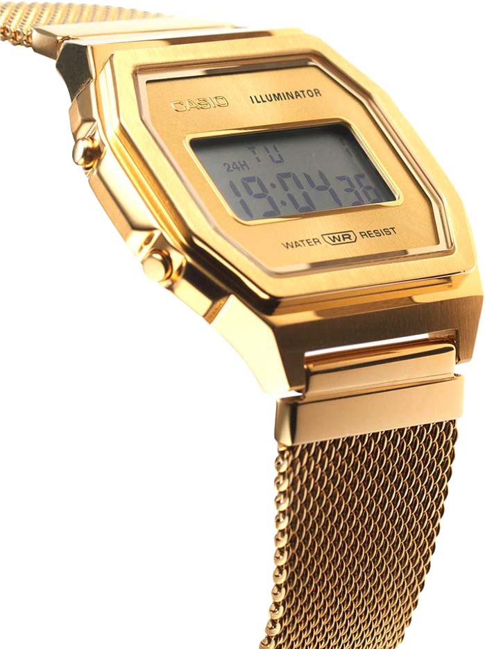 Casio Casio Vintage A1000MG-9 мужские часы золотой циферблат на запястье