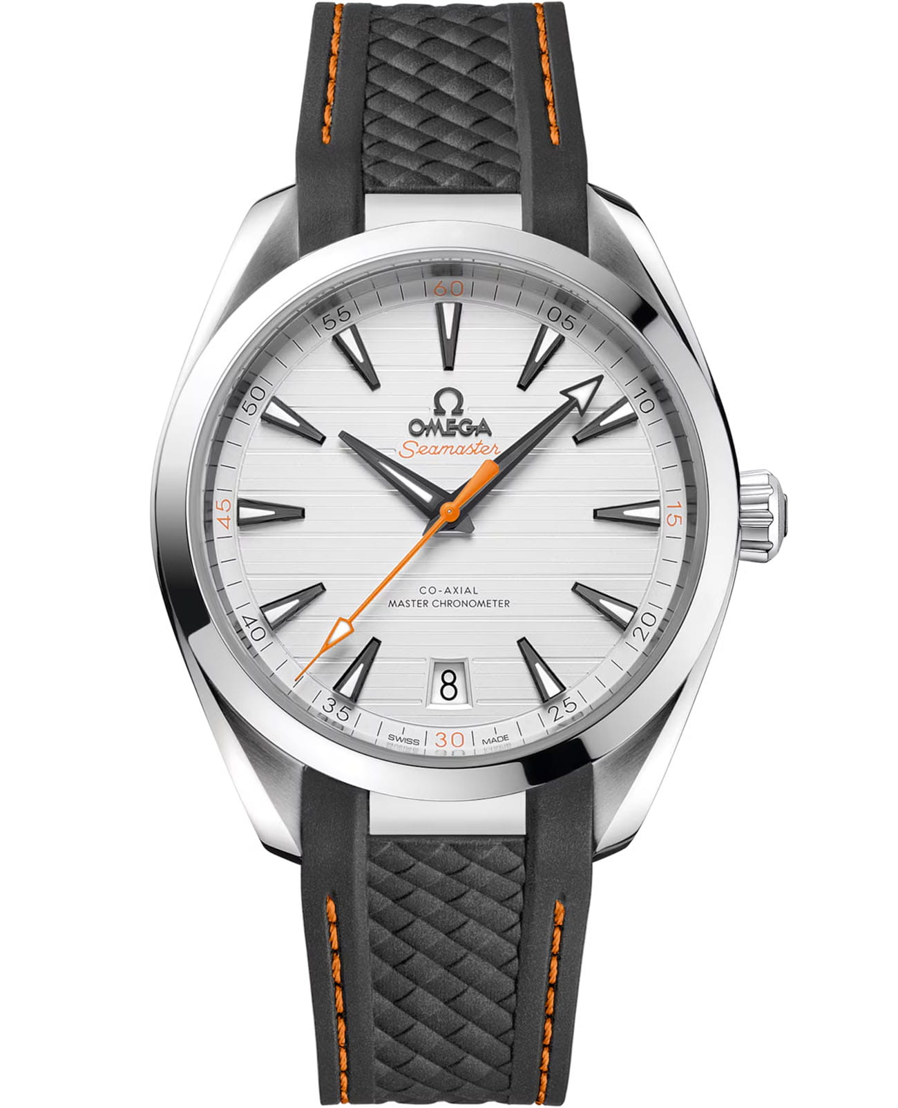Omega Omega Seamaster Aqua Terra 220.12.41.21.02.002 Aqua Terra 22012412102002 механические мужские часы белый циферблат, браслет каучук — вид спереди
