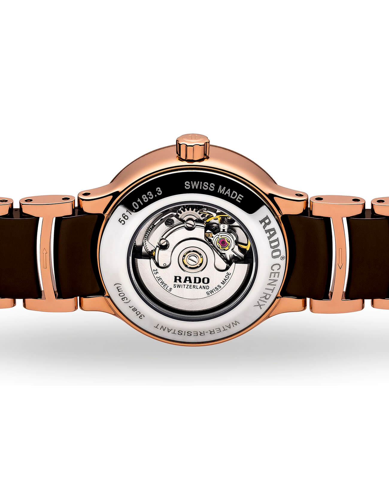 Rado Rado Centrix Automatic Diamonds R30183722, centrix швейцария женские часы на браслете сталь + pvd + керамика боковой вид