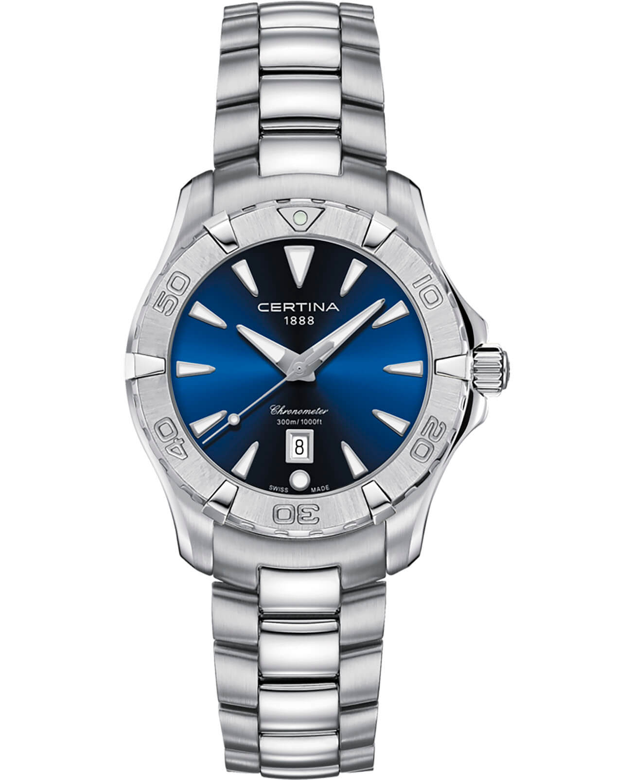 Certina Certina DS Action Lady C032.251.11.041.00 DS Action C0322511104100 кварцевые женские часы синий циферблат, браслет нержавеющая сталь — вид спереди