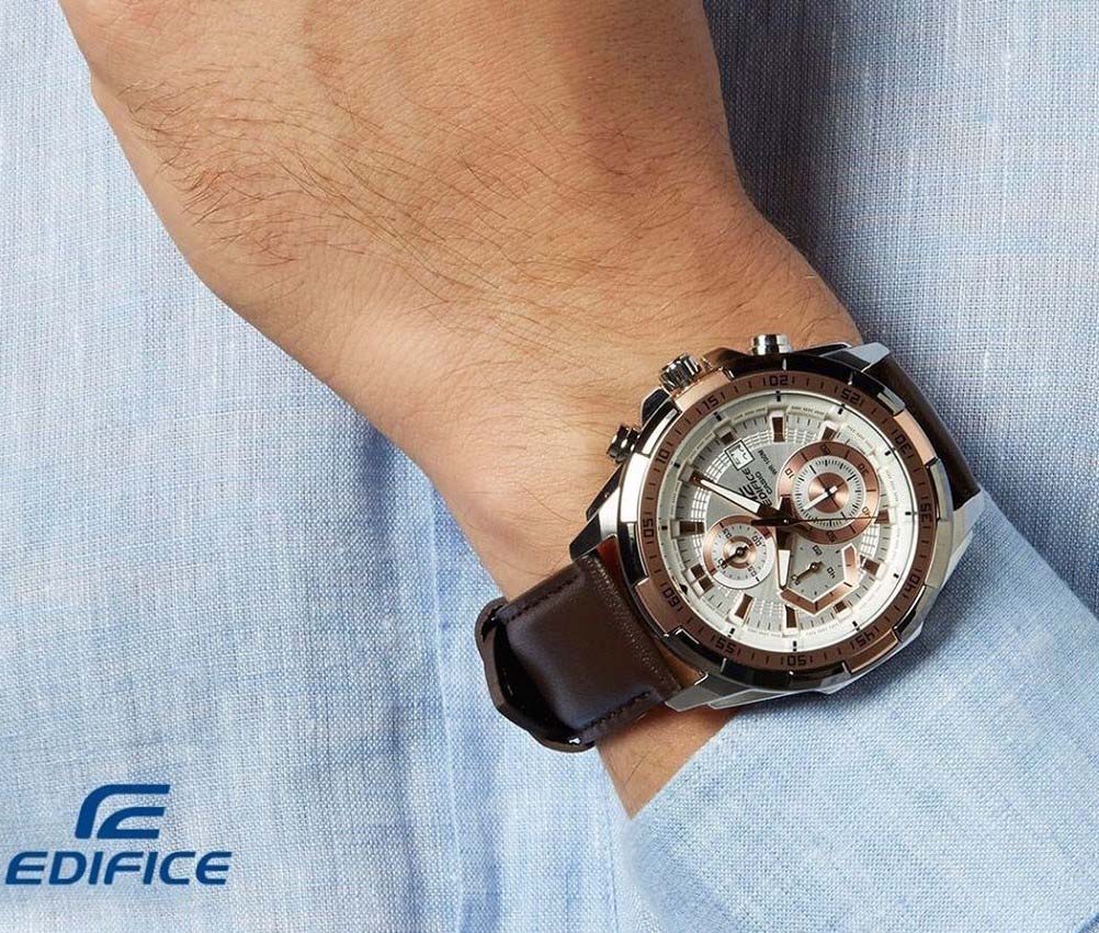 Casio Casio Edifice EFR-539L-7A, edifice япония мужские часы на браслете кожаный боковой вид