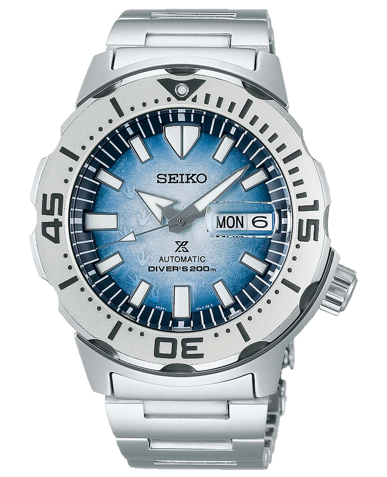 Seiko Seiko Prospex SRPG57K1S  SRPG57K1 механические мужские часы голубой циферблат, браслет нержавеющая сталь — вид спереди