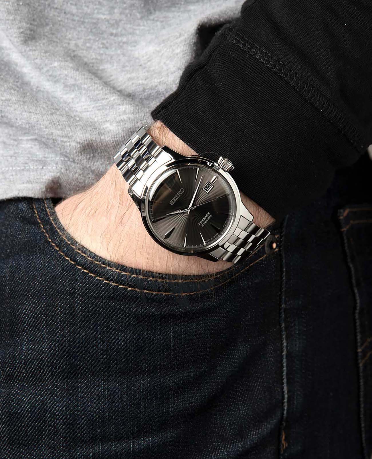 Оригинальные часы Seiko Seiko Presage SRPE17J1 механические калибр механизма 4r35 общий вид