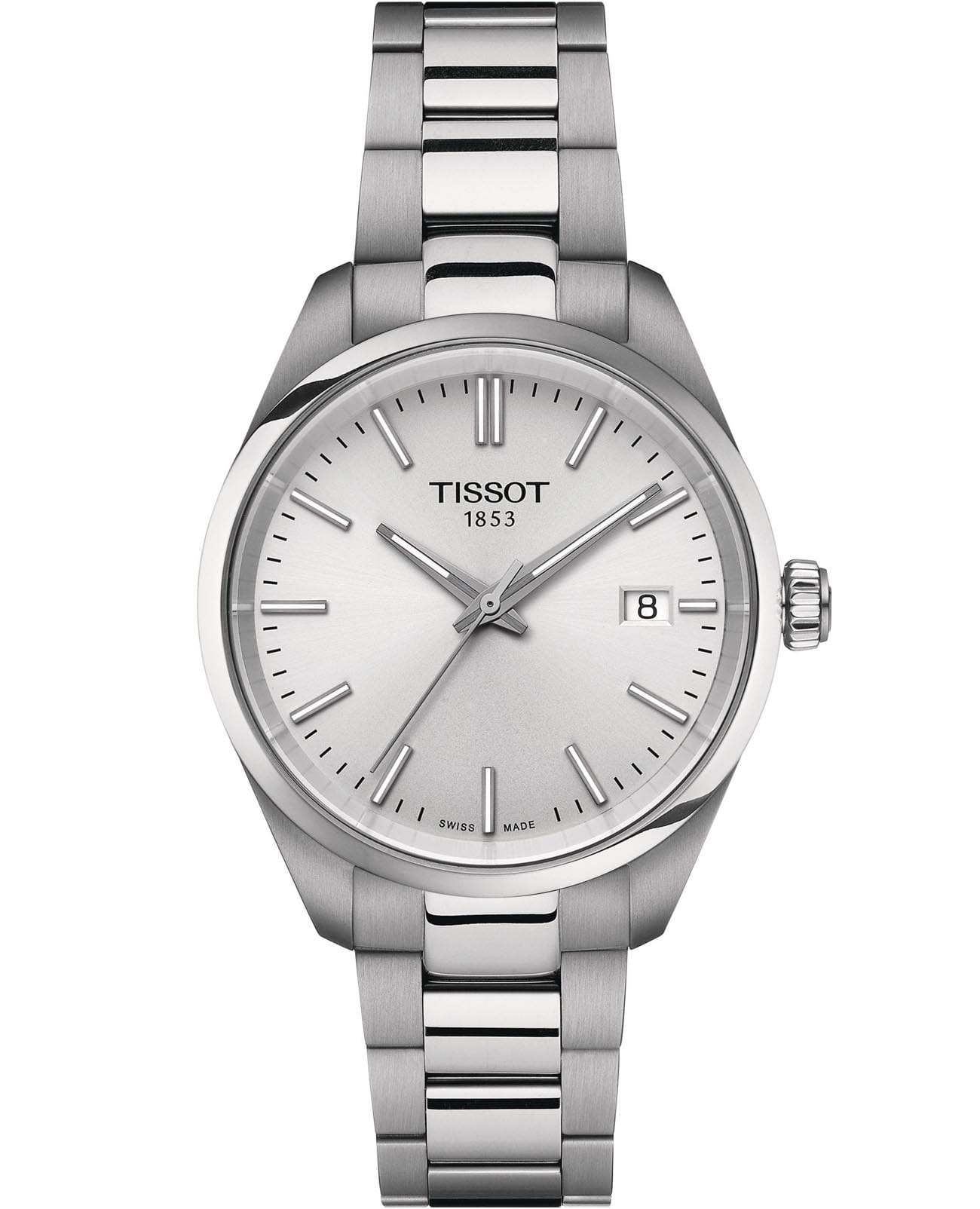 Tissot Tissot PR 100 T150.210.11.031.00 PR 100 T1502101103100 кварцевые женские часы серебристый циферблат, браслет нержавеющая сталь — вид спереди