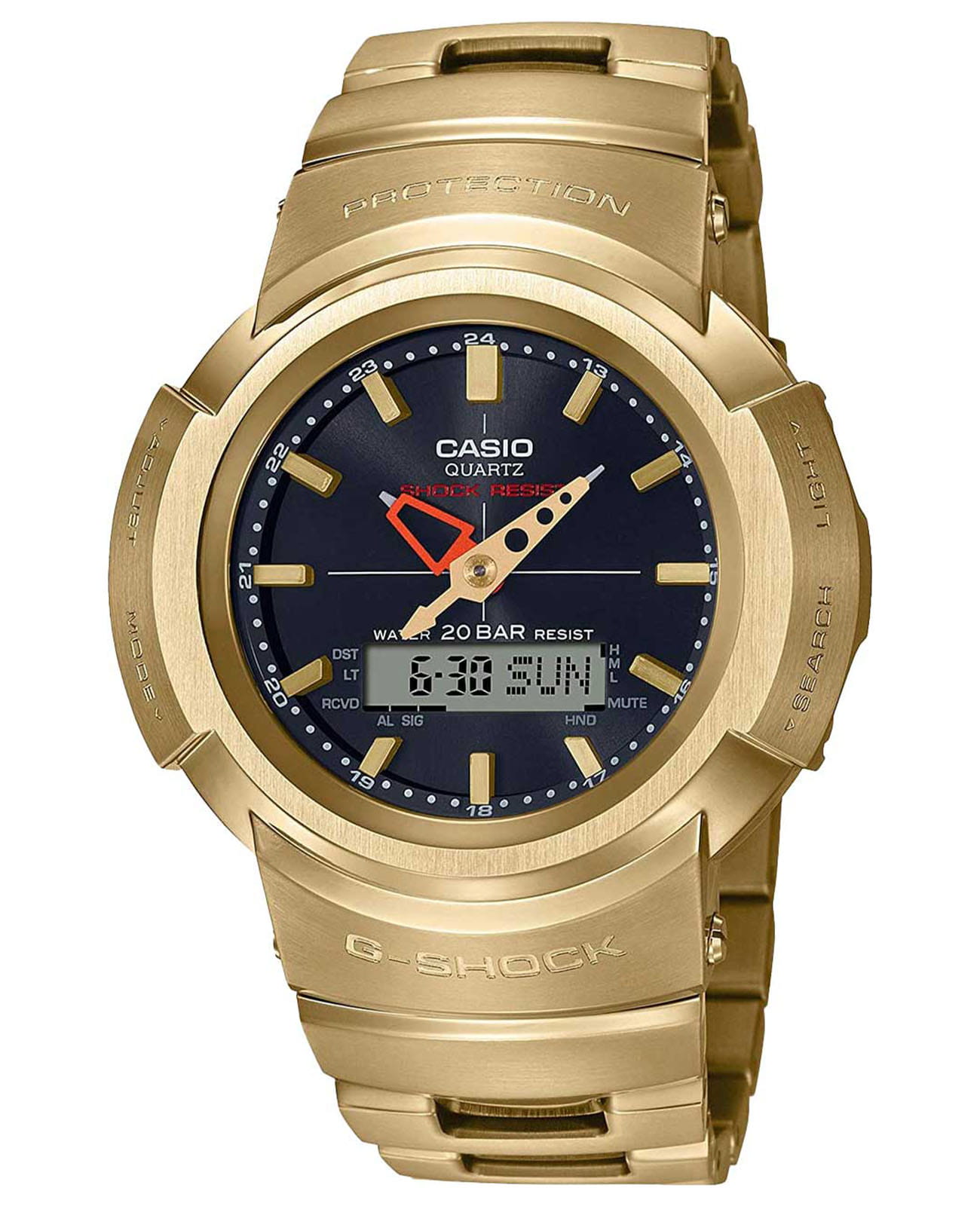 Casio Casio G-Shock AWM-500GD-9ADR  AWM-500GD-9ADR электронные мужские часы черный циферблат, браслет нержавеющая сталь — вид спереди