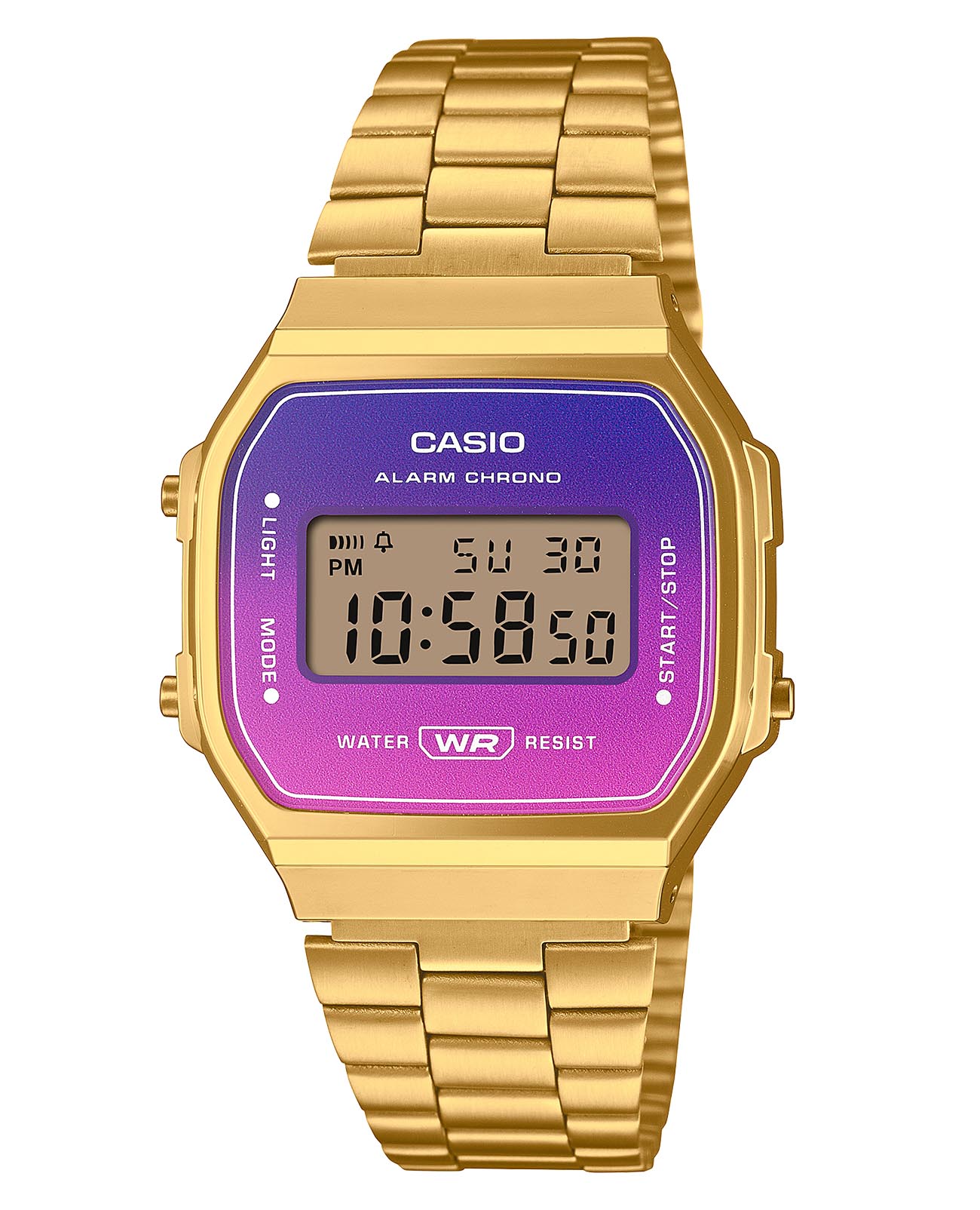 Casio Casio Vintage A168WERG-2ADF (A168WERG-2A)  A168WERG-2A электронные мужские часы  циферблат, браслет сталь с ip покрытием — вид спереди