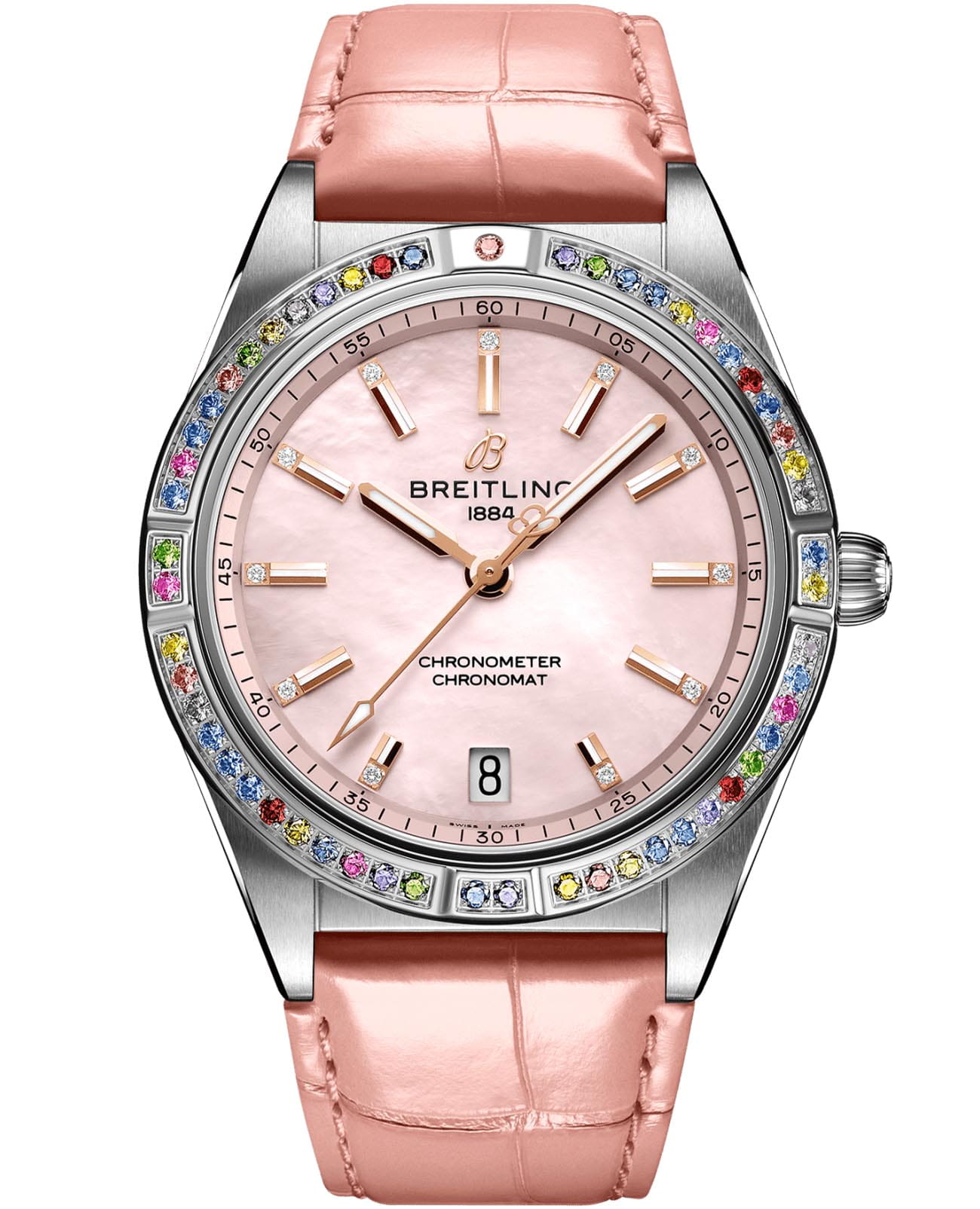 Breitling Breitling Chronomat Automatic 36 South Sea G10380BB1K1P1  G10380BB1K1P1 механические женские часы розовый циферблат, браслет кожаный — вид спереди