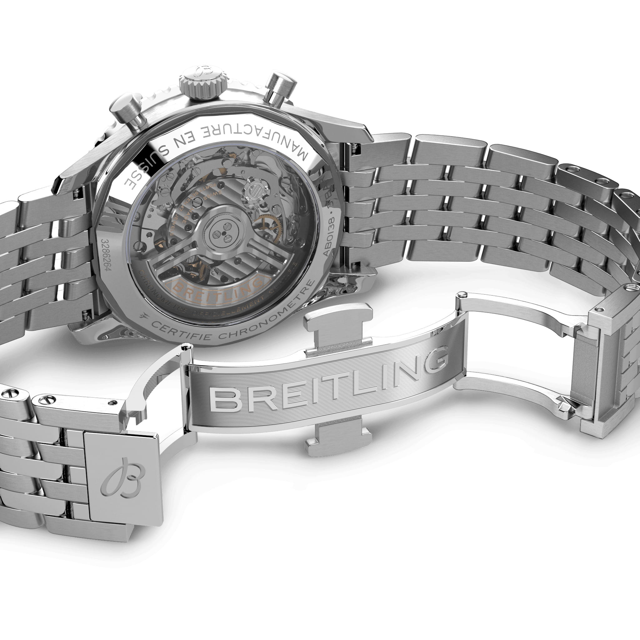 Breitling Breitling Navitimer B01 Chronograph 43 AB0138241K1A1, navitimer швейцария мужские часы на браслете нержавеющая сталь боковой вид