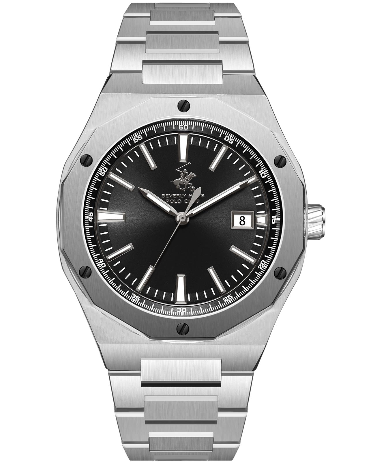 Beverly Hills Polo Club Beverly Hills Polo Club BP3788X.350  BP3788X.350 кварцевые мужские часы черный циферблат, браслет нержавеющая сталь — вид спереди