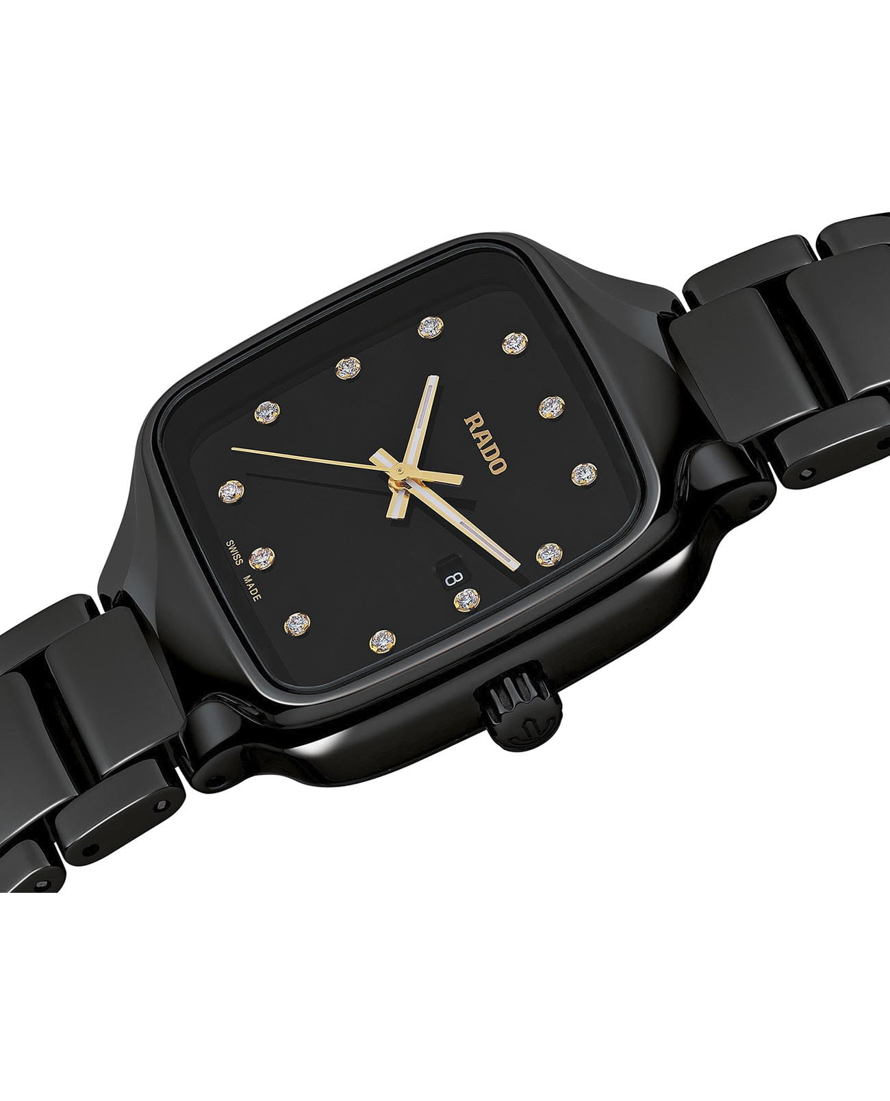 Rado Rado True Square Diamonds R27080702, true square швейцария женские часы на браслете высокотехнологичная керамика + титан боковой вид