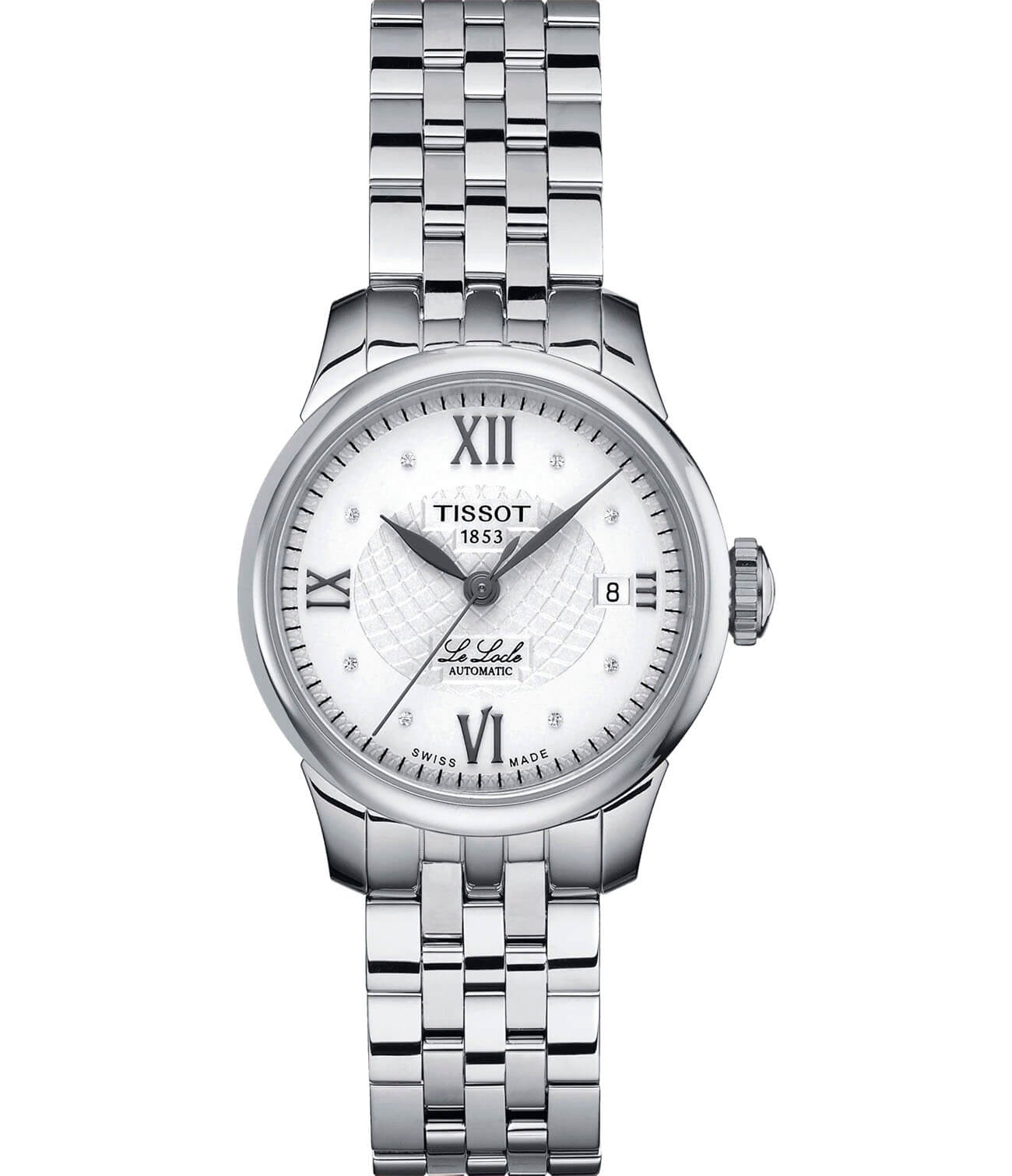 Tissot Tissot Le Locle Automatic Lady T41.1.183.16 Le Locle Automatic T41118316 механические женские часы белый циферблат, браслет нержавеющая сталь — вид спереди