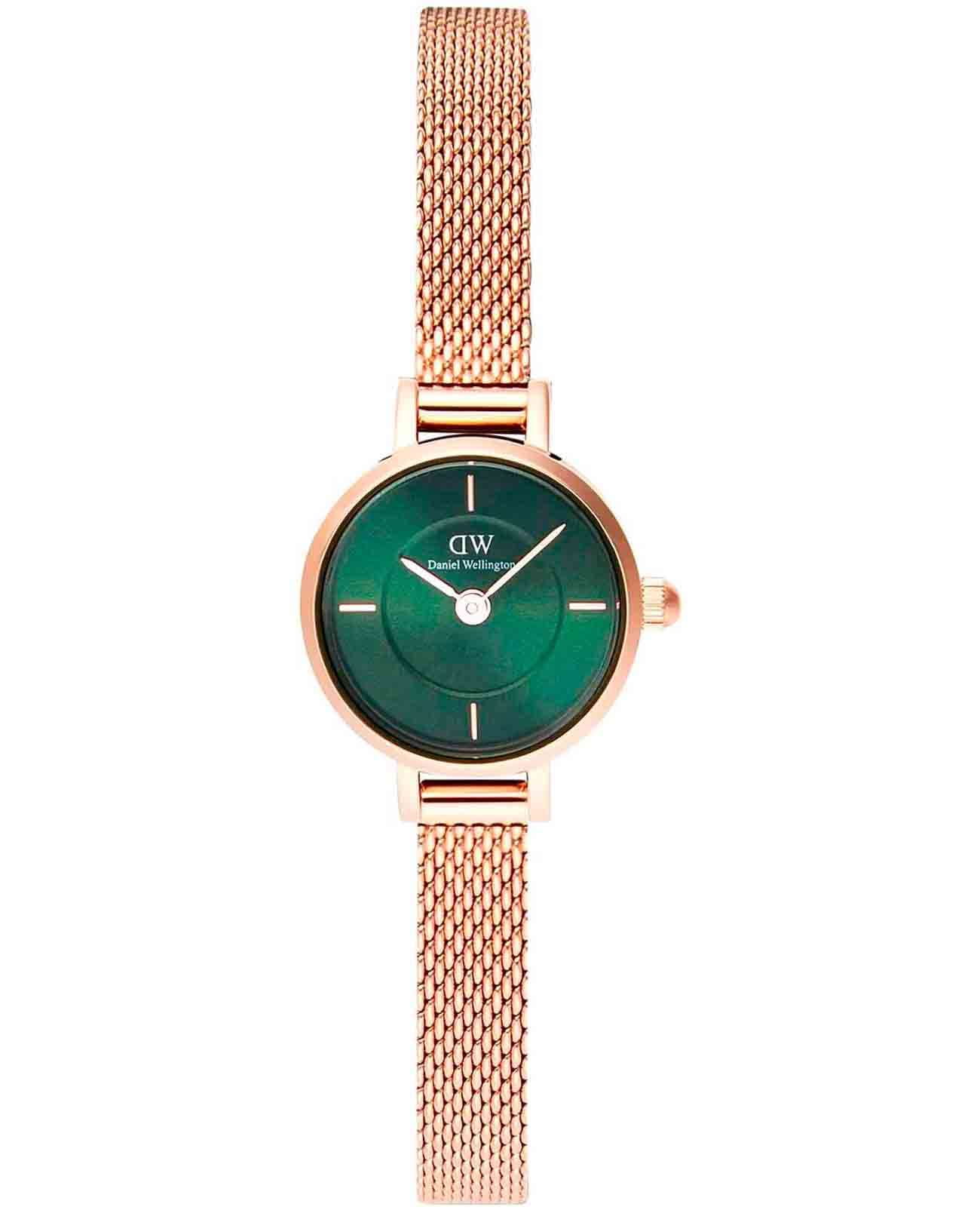 Daniel Wellington Daniel Wellington Petite Mini Emerald Melrose DW00100742  DW00100742 кварцевые женские часы зеленый циферблат, браслет нержавеющая сталь с pvd-покрытием — вид спереди