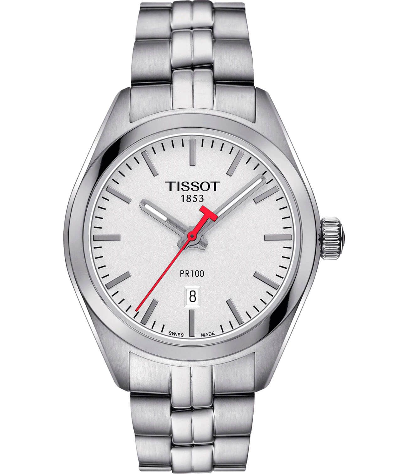 Tissot Tissot PR 100 NBA Special Edition Lady T101.210.11.031.00 PR 100 T1012101103100 кварцевые женские часы белый циферблат, браслет нержавеющая сталь — вид спереди