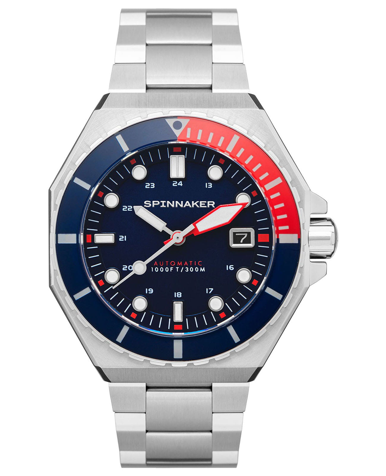 Spinnaker Spinnaker Dumas SP-5081-JJ  SP-5081-JJ механические мужские часы синий циферблат, браслет нержавеющая сталь — вид спереди