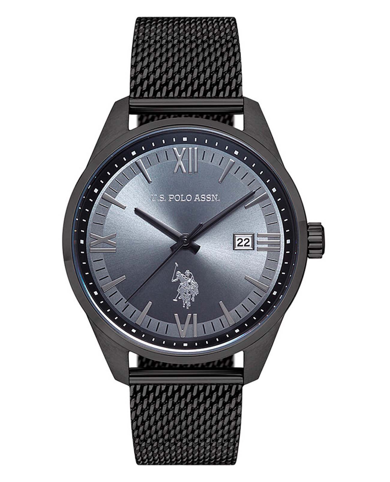 U.S. Polo Assn. U.S. Polo Assn. Fundamental USPA1001-06  USPA1001-06 кварцевые мужские часы серый циферблат, браслет сталь с ip покрытием — вид спереди