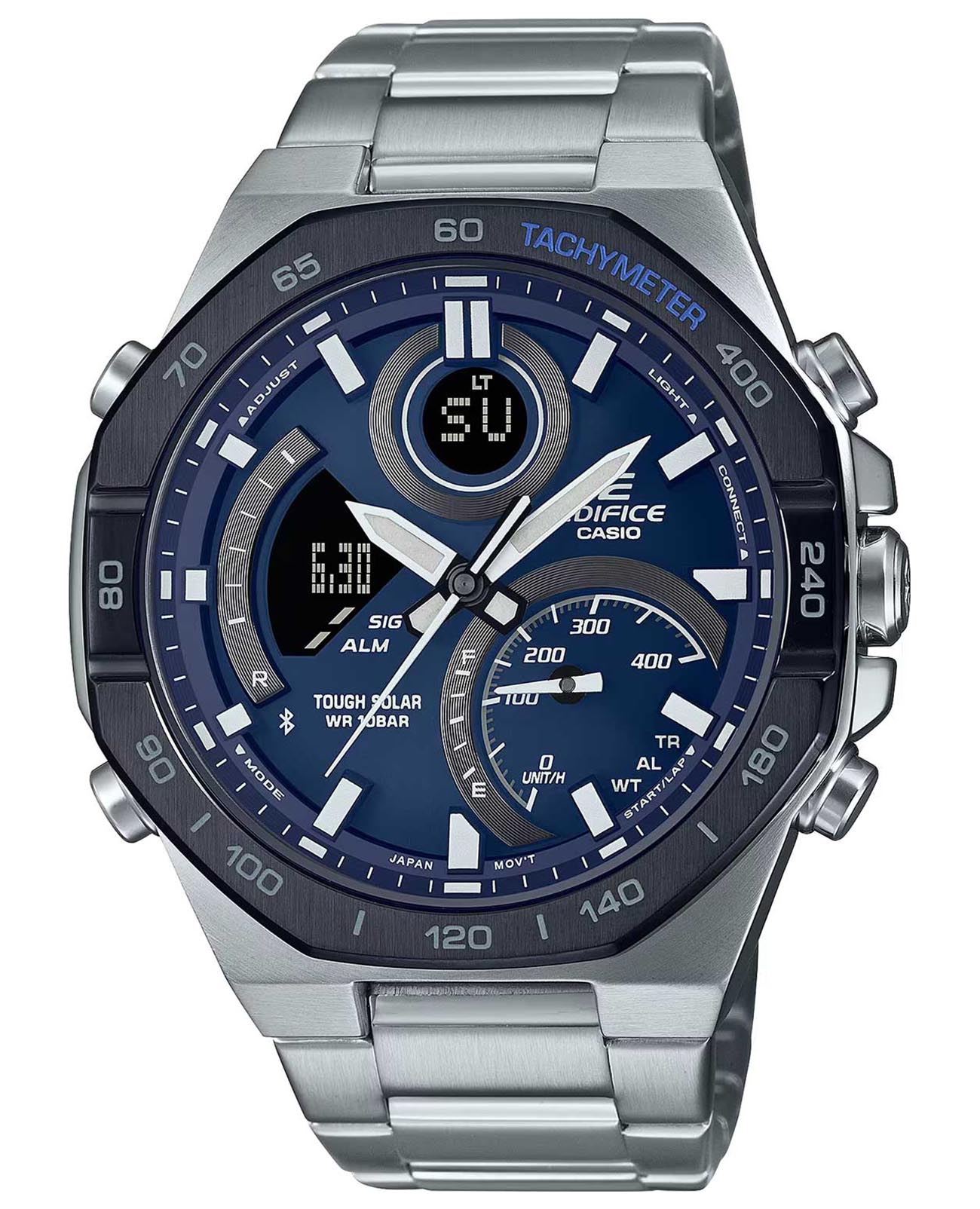 Casio Casio Edifice ECB-950DB-2ADF (ECB-950DB-2A) ECB ECB-950DB-2A кварцевые мужские часы синий циферблат, браслет нержавеющая сталь — вид спереди