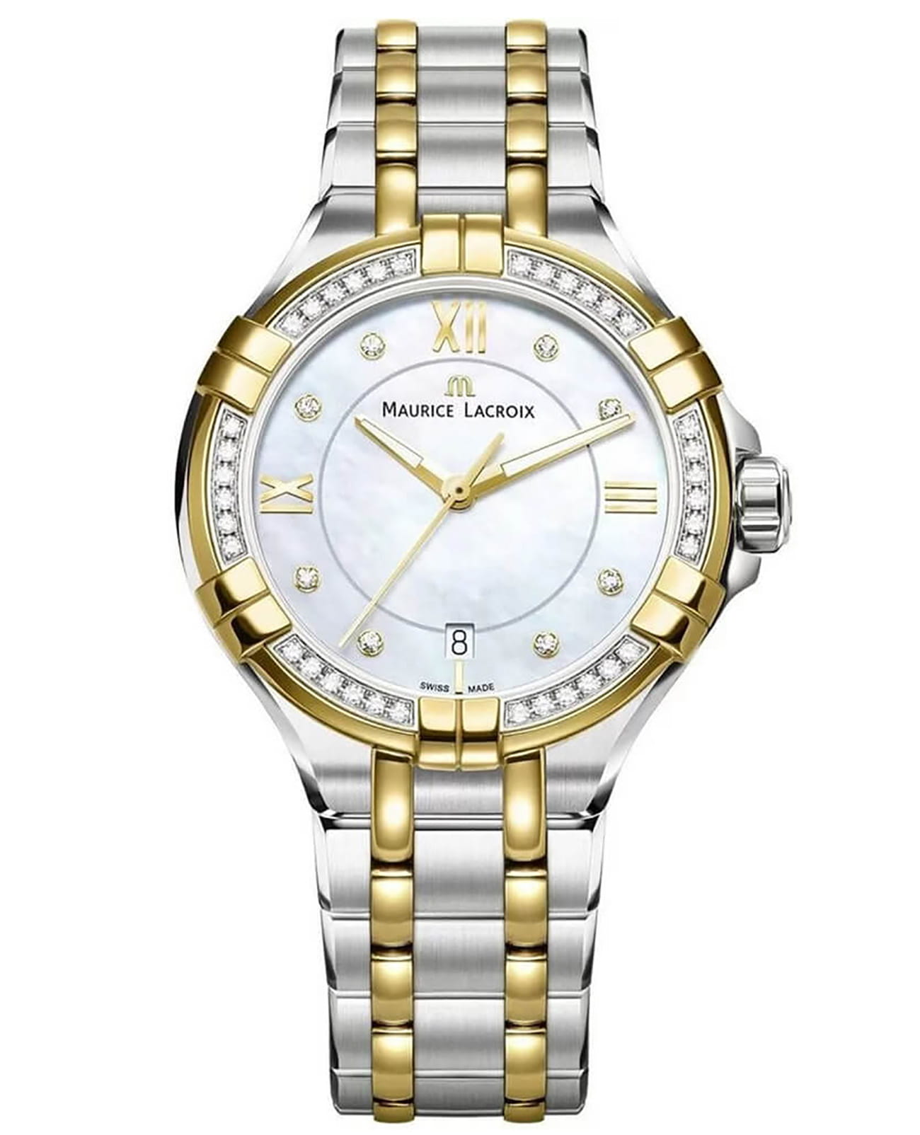 Maurice Lacroix Maurice Lacroix Aikon Quartz AI1006-PVY23-171-1  AI1006-PVY23-171-1 кварцевые женские часы перламутровый циферблат, браслет нержавеющая сталь — вид спереди