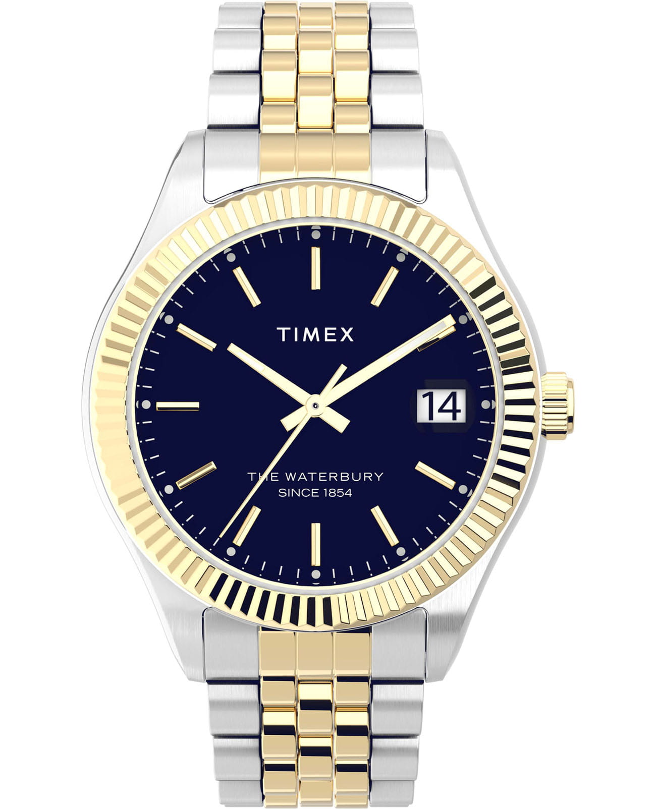 Timex Timex Waterbury Legacy TW2V31600  TW2V31600 кварцевые женские часы синий циферблат, браслет нержавеющая сталь с pvd-покрытием — вид спереди