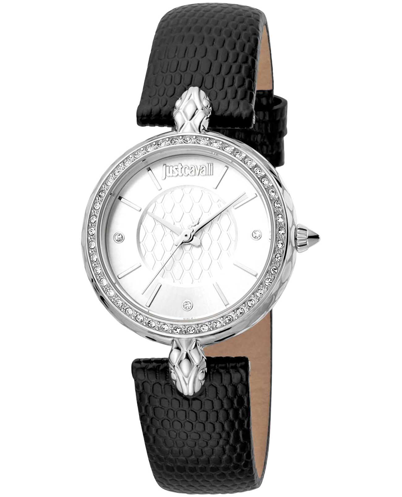 Just Cavalli Just Cavalli Glam Chic JC1L147L0015  JC1L147L0015 кварцевые женские часы серебристый циферблат, браслет кожаный — вид спереди