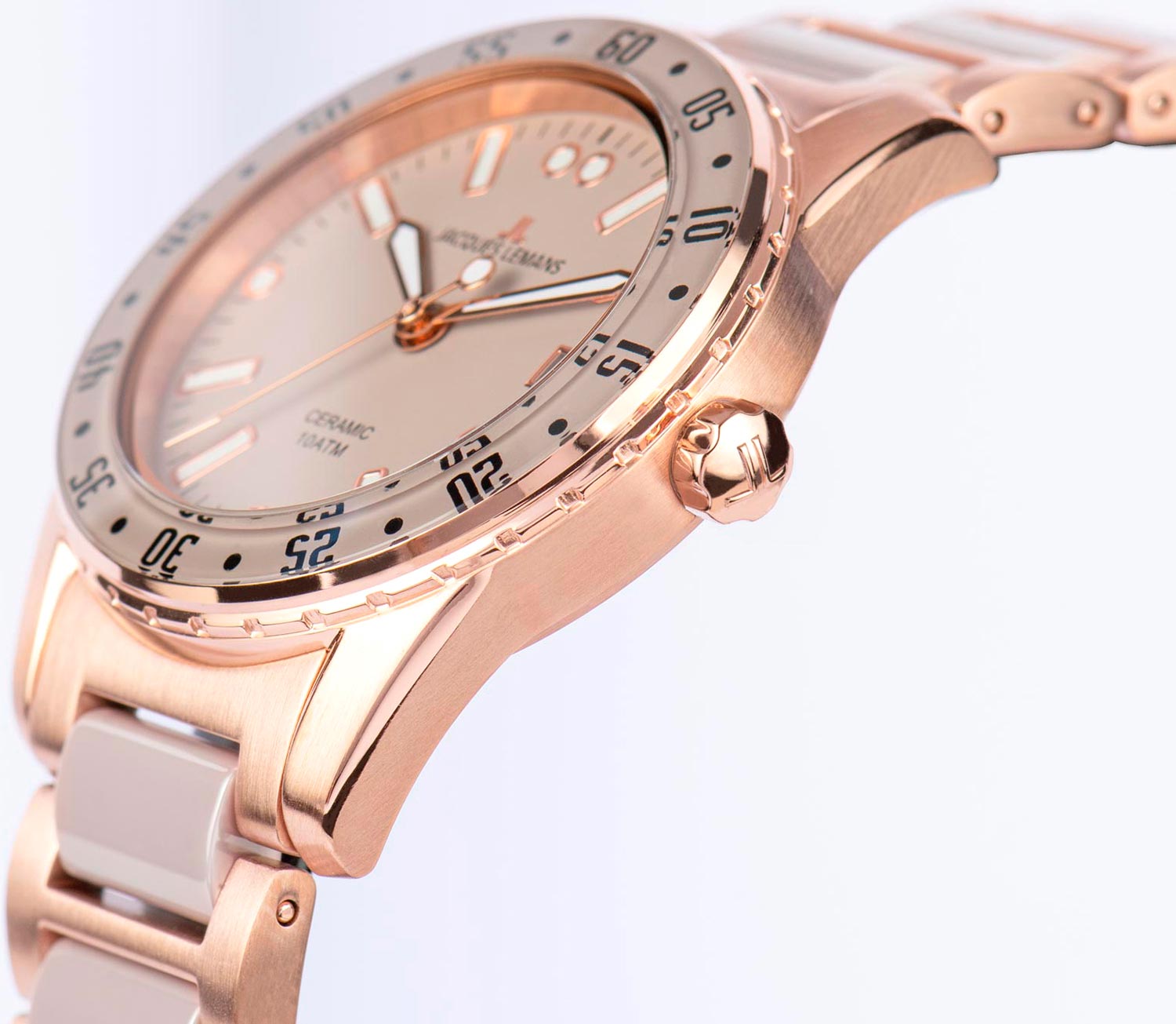 Jacques Lemans Jacques Lemans High Tech Ceramic 42-12M,  австрия женские часы на браслете сталь + pvd + керамика боковой вид