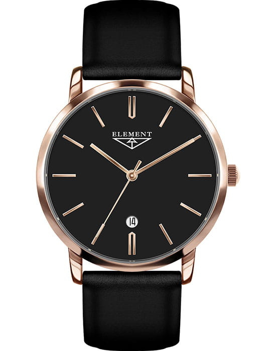 33 Element 33 Element 331404  331404 кварцевые мужские часы черный циферблат, браслет кожаный — вид спереди