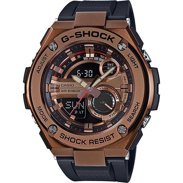 Casio Casio G-Shock GST-210B-4A GST G-Steel GST-210B-4A электронные мужские часы черный циферблат, браслет силикон — вид спереди