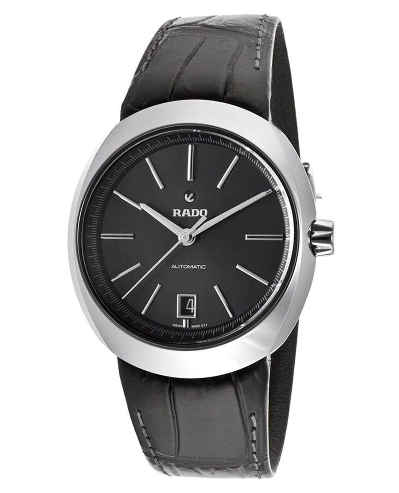 Rado Rado D-Star R15762175 Automatic R15762175 механические мужские часы черный циферблат, браслет кожаный — вид спереди