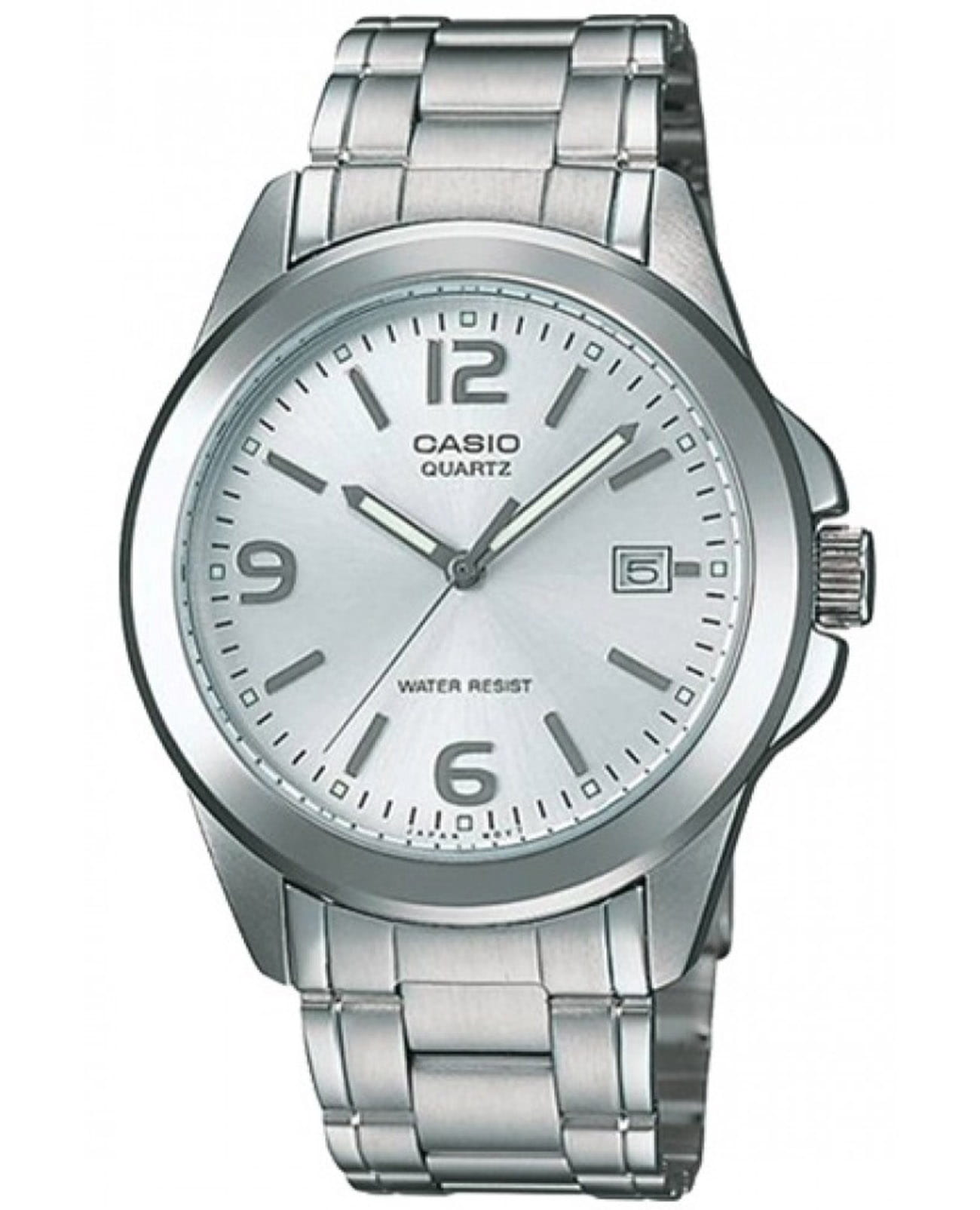 Casio Casio Collection MTP-1215A-7ADF (MTP-1215A-7A)  MTP-1215A-7A кварцевые мужские часы серебристый циферблат, браслет нержавеющая сталь — вид спереди