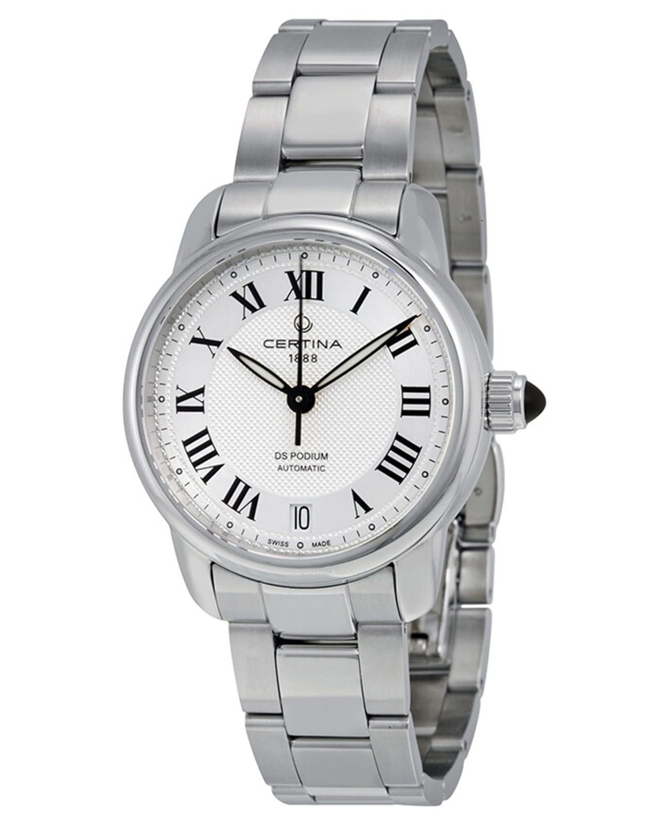 Certina Certina DS Podium C025.207.11.038.00  C0252071103800 механические женские часы белый циферблат, браслет нержавеющая сталь — вид спереди