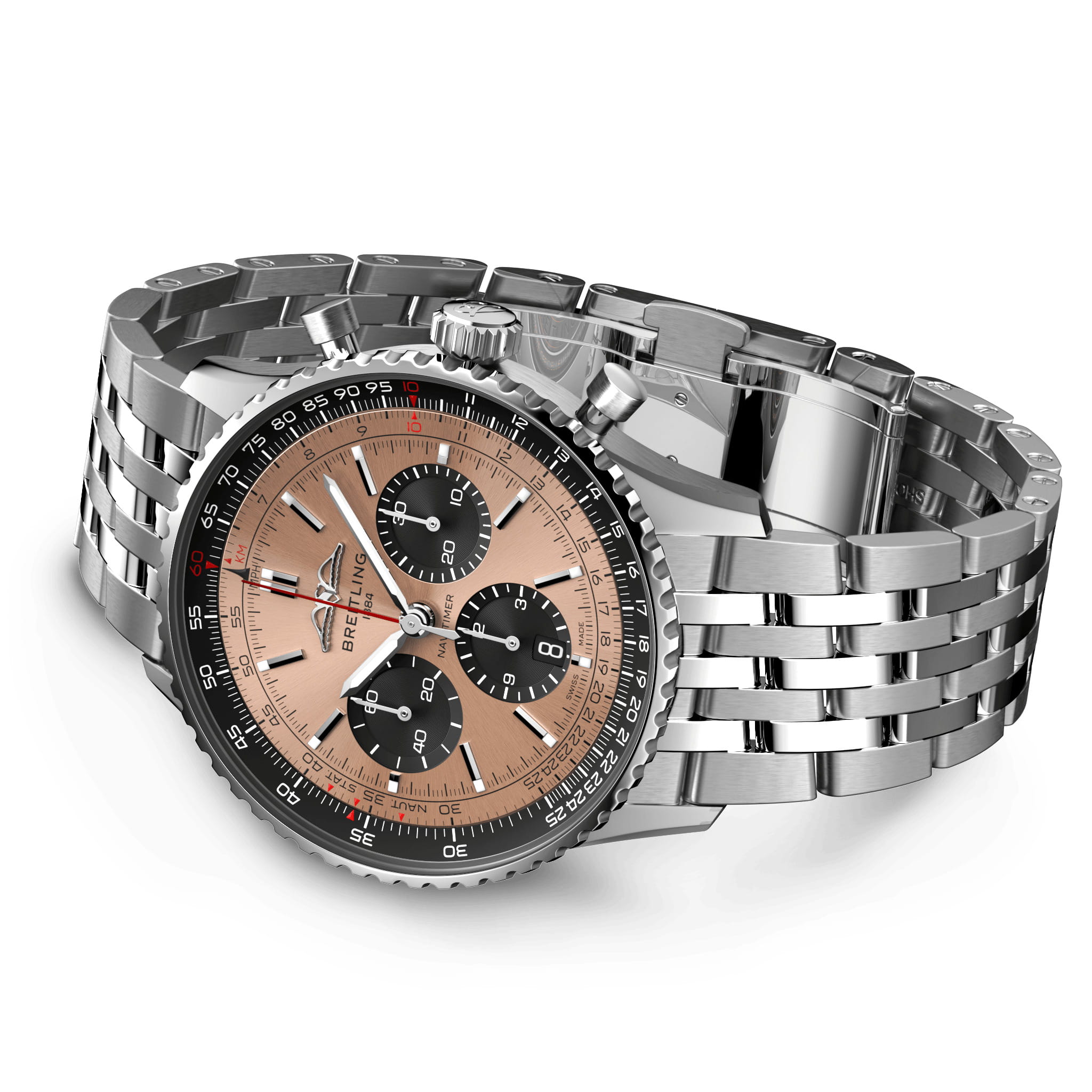 Breitling Breitling Navitimer B01 Chronograph 43 AB0138241K1A1 механические мужские часы часы крупный план золотой циферблата