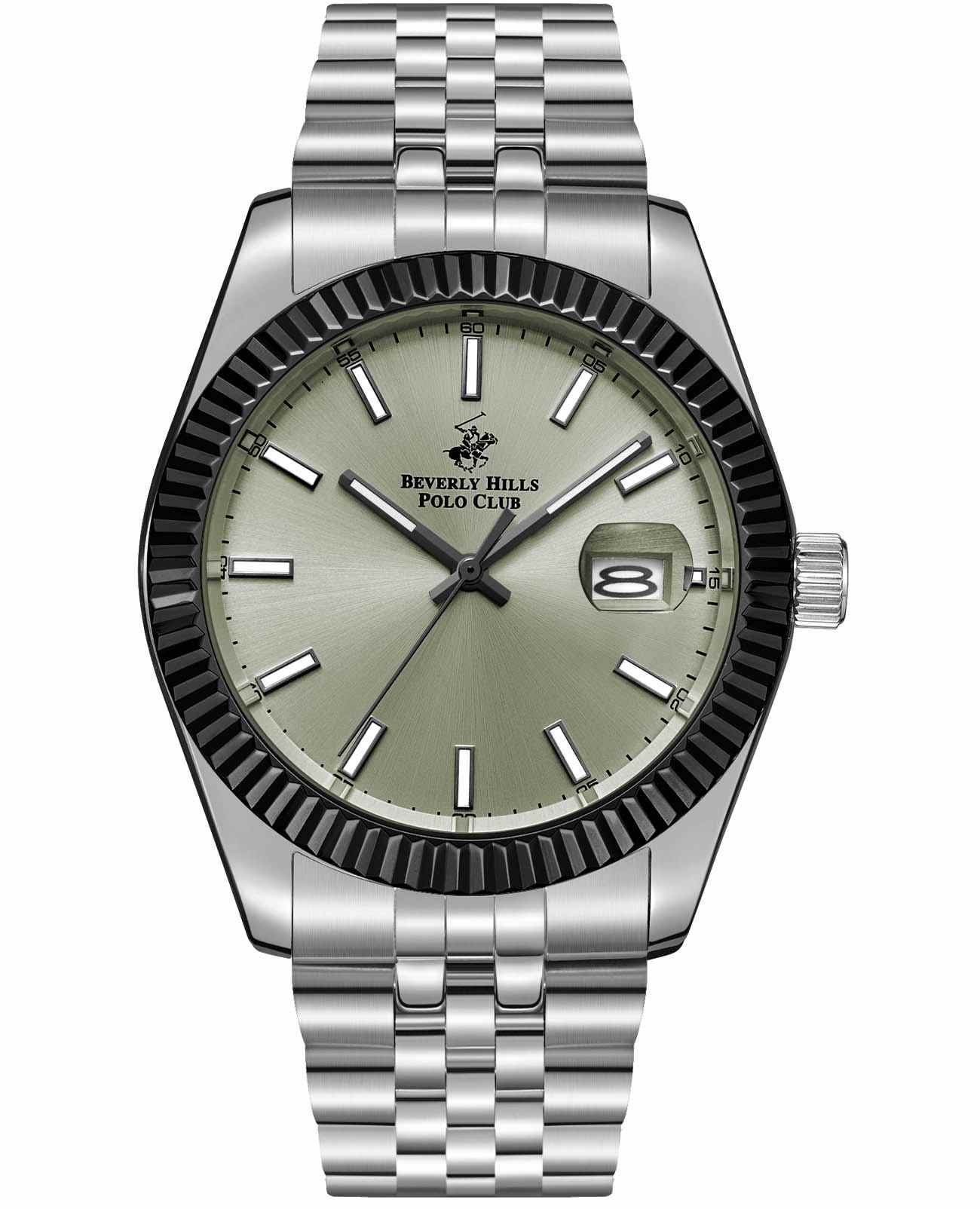 Beverly Hills Polo Club Beverly Hills Polo Club BP3018X.360  BP3018X.360 кварцевые мужские часы зеленый циферблат, браслет нержавеющая сталь — вид спереди