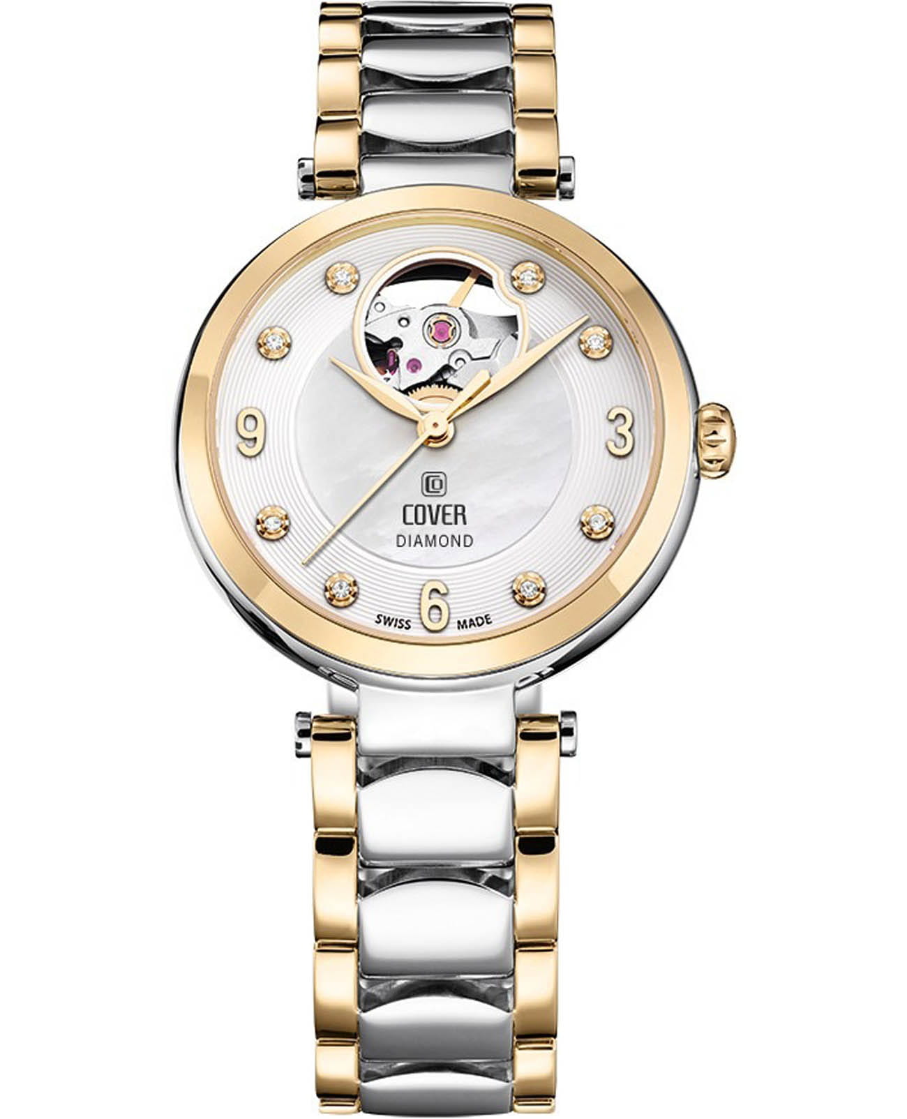 Cover Cover Lady Diamond Open Heart COA8.02  COA8.02 кварцевые женские часы перламутровый циферблат, браслет нержавеющая сталь — вид спереди