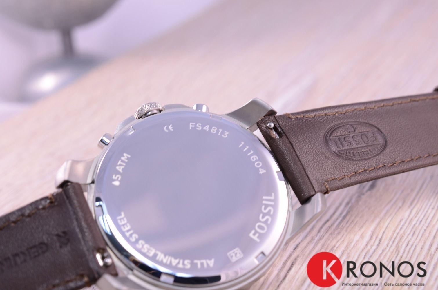 Fossil Fossil Bannon  FS4813,  сша мужские часы на браслете кожа + текстиль боковой вид