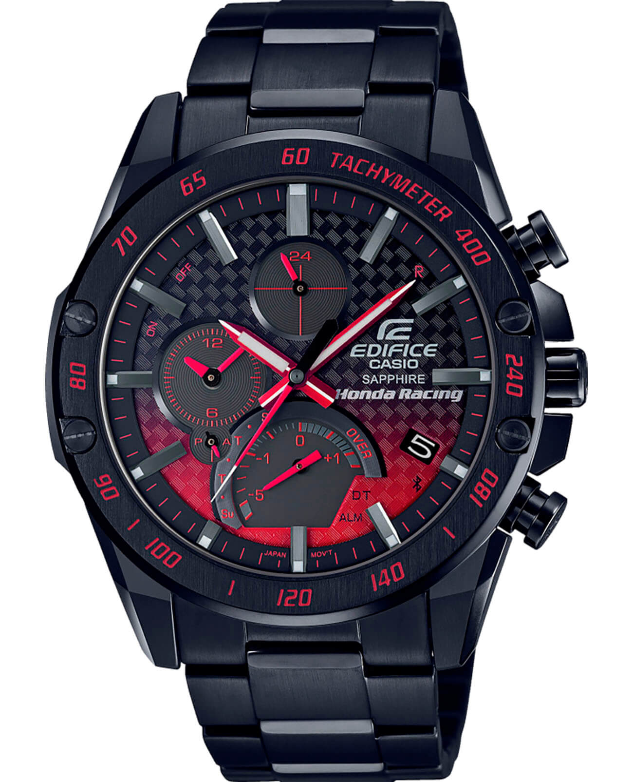 Casio Casio Edifice EQB-1000HR-1A EQB EQB-1000HR-1A кварцевые мужские часы черный циферблат, браслет сталь с ip покрытием — вид спереди