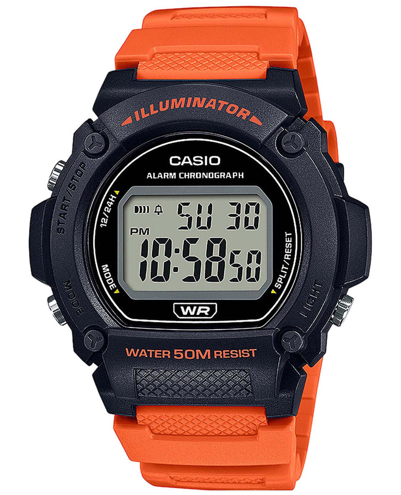 Casio Casio Collection W-219H-4AVEF  W-219H-4AVEF кварцевые мужские часы серый циферблат, браслет пластик — вид спереди