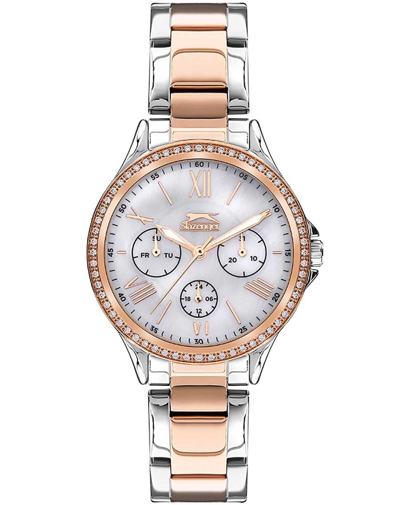 Slazenger Slazenger SL.09.2021.4.03  SL.09.2021.4.03 кварцевые женские часы  циферблат, браслет суперметалл с pvd покрытием — вид спереди