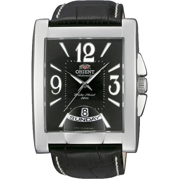 Orient Orient EVAD001B (FEVAD001B)  FEVAD001B механические мужские часы черный циферблат, браслет кожа + текстиль — вид спереди