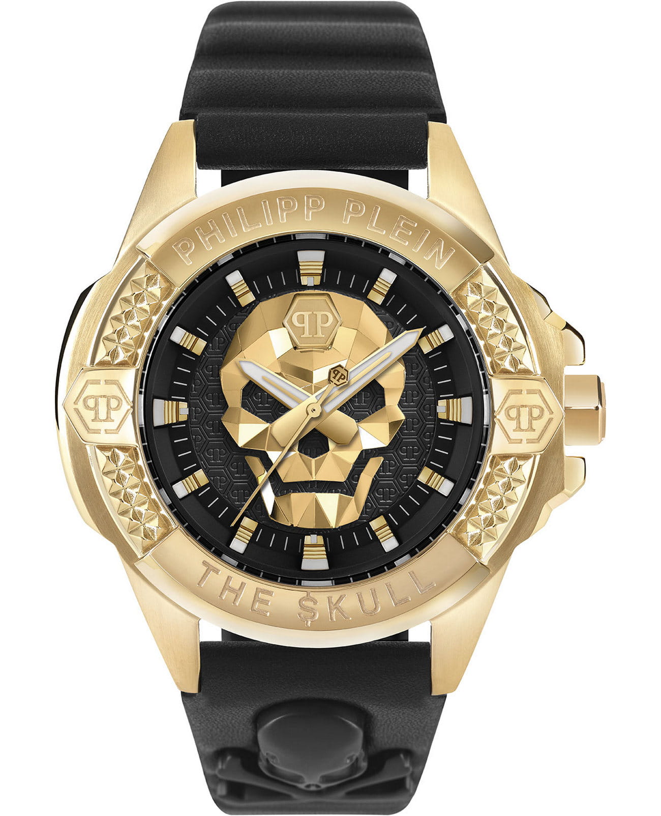 Philipp Plein Philipp Plein The Skull PWAAA0521  PWAAA0521 кварцевые мужские часы черный циферблат, браслет силикон — вид спереди